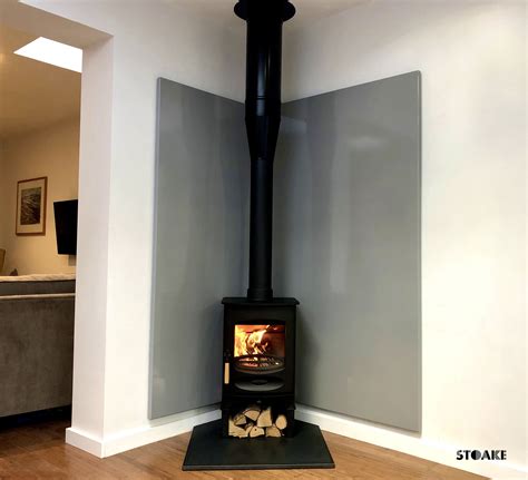 wood stove heat shield installation